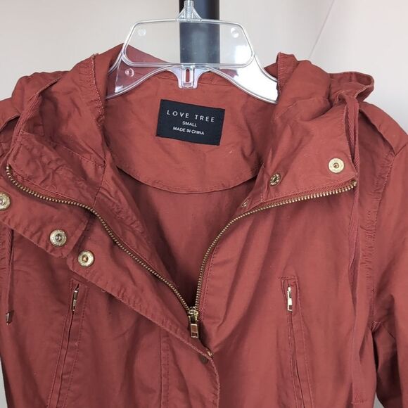 Love Tree Women's Terracotta Zip Safari Lightweight Utility Jacket- Cinch Waist - Picture 3 of 8
